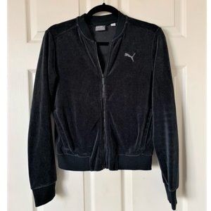 SOLD ◻️ 2/$20 Black Puma Velour Track Jacket Zip top S